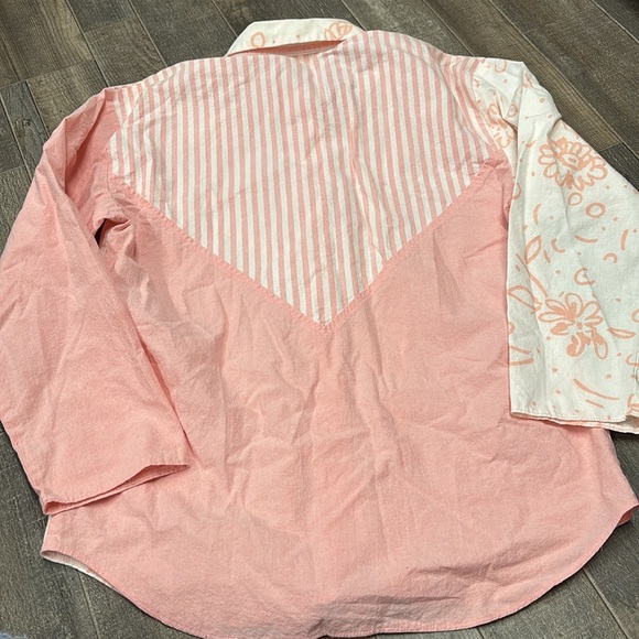 Vintage 90’s Button-Down Patchwork Blouse - Sunny Sport Made in the USA - Sz 10 - Picture 5 of 5